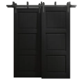 Sliding Closet Barn Bypass Doors 36 x 84 inches | Ego 5010 Painted White Oak | Modern 6.6ft Rails Hardware Set | Wood Solid Bedroom Wardrobe Doors EGO Painted Black Oak