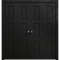 Sliding Closet Double Bi-fold Doors 72 x 80 inches | Ego 5010 Painted Grey Oak | Sturdy Tracks Moldings Trims Hardware Set | Wood Solid Bedroom Wardrobe Doors EGO Painted Black Oak