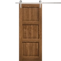 Modern Barn Door 18 x 80 inches | Ego 5010 Painted Black Oak | 6.6FT Silver Rail Track Heavy Hardware Set | Solid Panel Interior Doors EGO Cognac Oak