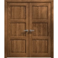 Interior Solid French Double Doors 36 x 80 inches | Ego 5010 Marble Oak | Wood Interior Solid Panel Frame | Closet Bedroom Modern Doors EGO Cognac Oak