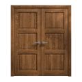 Interior Solid French Double Doors 48 x 96 inches | Ego 5010 Marble Oak | Wood Interior Solid Panel Frame | Closet Bedroom Modern Doors EGO Cognac Oak