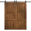 Modern Double Barn Door 36 x 80 inches | Ego 5010 Cognac Oak Veneer | 13FT Rail Track Set | Solid Panel Interior Doors EGO Cognac Oak