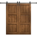 Modern Double Barn Door 48 x 80 inches | Ego 5010 Cognac Oak Veneer | 13FT Rail Track Set | Solid Panel Interior Doors EGO Cognac Oak