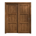 Sliding Closet Bypass Doors 84 x 96 inches | Ego 5010 Cognac Oak Veneer | Rails Hardware Set | Wood Solid Bedroom Wardrobe Doors EGO Cognac Oak