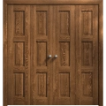 Sliding Closet Double Bi-fold Doors 72 x 80 inches | Ego 5010 Painted Grey Oak | Sturdy Tracks Moldings Trims Hardware Set | Wood Solid Bedroom Wardrobe Doors EGO Cognac Oak