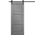 Modern Barn Door 18 x 80 inches | Ego 5010 Painted White Oak | 6.6FT Rail Track Heavy Hardware Set | Solid Panel Interior Doors EGO Painted Grey Oak