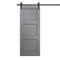 Modern Barn Door 28 x 80 inches | Ego 5010 Painted Black Oak | 6.6FT Rail Track Heavy Hardware Set | Solid Panel Interior Doors EGO Painted Grey Oak