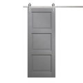 Modern Barn Door 32 x 80 inches | Ego 5010 Painted Black Oak | 6.6FT Silver Rail Track Heavy Hardware Set | Solid Panel Interior Doors EGO Painted Grey Oak