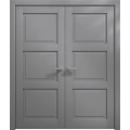 Interior Solid French Double Doors 36 x 80 inches | Ego 5010 Marble Oak | Wood Interior Solid Panel Frame | Closet Bedroom Modern Doors EGO Painted Grey Oak