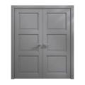Interior Solid French Double Doors 48 x 96 inches | Ego 5010 Marble Oak | Wood Interior Solid Panel Frame | Closet Bedroom Modern Doors EGO Painted Grey Oak