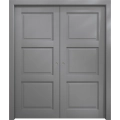 Sliding French Double Pocket Doors 36 x 80 inches | Ego 5010 Painted Black Oak | Kit Rail Hardware | Solid Wood Interior Bedroom Modern Doors EGO Painted Grey Oak