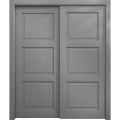 Sliding Closet Bypass Doors 36 x 80 inches | Ego 5010 Marble Oak | Rails Hardware Set | Wood Solid Bedroom Wardrobe Doors EGO Painted Grey Oak