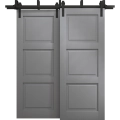 Sliding Closet Barn Bypass Doors 36 x 80 inches | Ego 5010 Painted White Oak | Modern 6.6ft Rails Hardware Set | Wood Solid Bedroom Wardrobe Doors EGO Painted Grey Oak