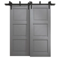 Sliding Closet Barn Bypass Doors 36 x 84 inches | Ego 5010 Painted White Oak | Modern 6.6ft Rails Hardware Set | Wood Solid Bedroom Wardrobe Doors EGO Painted Grey Oak