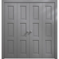 Sliding Closet Double Bi-fold Doors 72 x 80 inches | Ego 5010 Painted Grey Oak | Sturdy Tracks Moldings Trims Hardware Set | Wood Solid Bedroom Wardrobe Doors EGO Painted Grey Oak