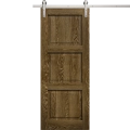 Modern Barn Door 18 x 80 inches | Ego 5010 Painted Black Oak | 6.6FT Silver Rail Track Heavy Hardware Set | Solid Panel Interior Doors EGO Marble Oak