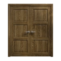 Interior Solid French Double Doors 48 x 96 inches | Ego 5010 Marble Oak | Wood Interior Solid Panel Frame | Closet Bedroom Modern Doors EGO Marble Oak