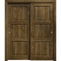 Sliding Closet Bypass Doors 36 x 80 inches | Ego 5010 Marble Oak | Rails Hardware Set | Wood Solid Bedroom Wardrobe Doors EGO Marble Oak