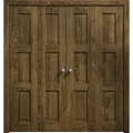 Sliding Closet Double Bi-fold Doors 72 x 80 inches | Ego 5010 Painted Grey Oak | Sturdy Tracks Moldings Trims Hardware Set | Wood Solid Bedroom Wardrobe Doors EGO Marble Oak