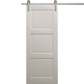 Modern Barn Door 18 x 80 inches | Ego 5010 Painted Black Oak | 6.6FT Silver Rail Track Heavy Hardware Set | Solid Panel Interior Doors EGO Painted White Oak