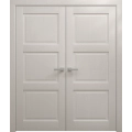 Interior Solid French Double Doors 36 x 80 inches | Ego 5010 Marble Oak | Wood Interior Solid Panel Frame | Closet Bedroom Modern Doors EGO Painted White Oak