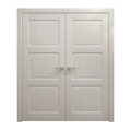 Interior Solid French Double Doors 48 x 96 inches | Ego 5010 Marble Oak | Wood Interior Solid Panel Frame | Closet Bedroom Modern Doors EGO Painted White Oak
