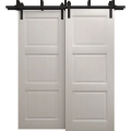 Sliding Closet Barn Bypass Doors 36 x 80 inches | Ego 5010 Painted White Oak | Modern 6.6ft Rails Hardware Set | Wood Solid Bedroom Wardrobe Doors EGO Painted White Oak