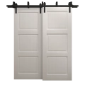 Sliding Closet Barn Bypass Doors 36 x 84 inches | Ego 5010 Painted White Oak | Modern 6.6ft Rails Hardware Set | Wood Solid Bedroom Wardrobe Doors EGO Painted White Oak