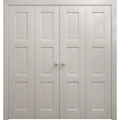 Sliding Closet Double Bi-fold Doors 72 x 80 inches | Ego 5010 Painted Grey Oak | Sturdy Tracks Moldings Trims Hardware Set | Wood Solid Bedroom Wardrobe Doors EGO Painted White Oak