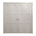 Sliding Closet Double Bi-fold Doors 72 x 84 inches | Ego 5010 Painted Grey Oak | Sturdy Tracks Moldings Trims Hardware Set | Wood Solid Bedroom Wardrobe Doors EGO Painted White Oak