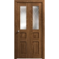 Sliding Closet Bi-fold Doors 36 x 80 inches | Ego 5011 Marble Oak | Sturdy Tracks Moldings Trims Hardware Set | Wood Solid Bedroom Wardrobe Doors EGO Cognac Oak