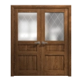 Interior Solid French Double Doors 72 x 80 inches | Ego 5011 Painted White Oak | Wood Interior Solid Panel Frame | Closet Bedroom Modern Doors EGO Cognac Oak