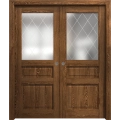 Sliding French Double Pocket Doors 36 x 80 inches | Ego 5011 Natural Oak | Kit Rail Hardware | Solid Wood Interior Bedroom Modern Doors EGO Cognac Oak
