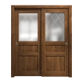 Sliding Closet Bypass Doors 36 x 96 inches | Ego 5011 Cognac Oak Veneer | Rails Hardware Set | Wood Solid Bedroom Wardrobe Doors EGO Cognac Oak