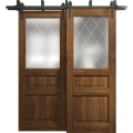 Sliding Closet Barn Bypass Doors 36 x 80 inches | Ego 5011 Marble Oak | Modern 6.6ft Rails Hardware Set | Wood Solid Bedroom Wardrobe Doors EGO Cognac Oak