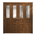 Sliding Closet Double Bi-fold Doors 96 x 80 inches | Ego 5011 Marble Oak | Sturdy Tracks Moldings Trims Hardware Set | Wood Solid Bedroom Wardrobe Doors EGO Cognac Oak