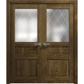 Interior Solid French Double Doors 36 x 80 inches | Ego 5011 Painted White Oak | Wood Interior Solid Panel Frame | Closet Bedroom Modern Doors EGO Marble Oak