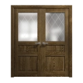 Interior Solid French Double Doors 72 x 80 inches | Ego 5011 Painted White Oak | Wood Interior Solid Panel Frame | Closet Bedroom Modern Doors EGO Marble Oak