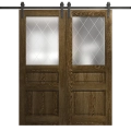 Modern Double Barn Door 36 x 80 inches | Ego 5011 Marble Oak | 13FT Rail Track Set | Solid Panel Interior Doors EGO Marble Oak