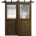 Sliding Closet Barn Bypass Doors 36 x 80 inches | Ego 5011 Marble Oak | Modern 6.6ft Rails Hardware Set | Wood Solid Bedroom Wardrobe Doors EGO Marble Oak