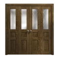 Sliding Closet Double Bi-fold Doors 96 x 80 inches | Ego 5011 Marble Oak | Sturdy Tracks Moldings Trims Hardware Set | Wood Solid Bedroom Wardrobe Doors EGO Marble Oak