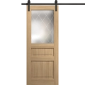 Modern Barn Door 18 x 80 inches | Ego 5011 Natural Oak | 6.6FT Rail Track Heavy Hardware Set | Solid Panel Interior Doors EGO Natural Oak