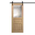 Modern Barn Door 30 x 84 inches | Ego 5011 Natural Oak | 6.6FT Rail Track Heavy Hardware Set | Solid Panel Interior Doors EGO Natural Oak
