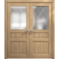 Interior Solid French Double Doors 36 x 80 inches | Ego 5011 Painted White Oak | Wood Interior Solid Panel Frame | Closet Bedroom Modern Doors EGO Natural Oak