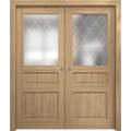 Sliding French Double Pocket Doors 36 x 80 inches | Ego 5011 Natural Oak | Kit Rail Hardware | Solid Wood Interior Bedroom Modern Doors EGO Natural Oak