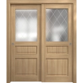 Sliding Closet Bypass Doors 36 x 80 inches | Ego 5011 Cognac Oak Veneer | Rails Hardware Set | Wood Solid Bedroom Wardrobe Doors EGO Natural Oak