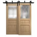 Sliding Closet Barn Bypass Doors 36 x 84 inches | Ego 5011 Marble Oak | Modern 6.6ft Rails Hardware Set | Wood Solid Bedroom Wardrobe Doors EGO Natural Oak