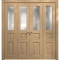 Sliding Closet Double Bi-fold Doors 72 x 80 inches | Ego 5011 Marble Oak | Sturdy Tracks Moldings Trims Hardware Set | Wood Solid Bedroom Wardrobe Doors EGO Natural Oak