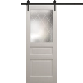 Modern Barn Door 18 x 80 inches | Ego 5011 Natural Oak | 6.6FT Rail Track Heavy Hardware Set | Solid Panel Interior Doors EGO Painted White Oak