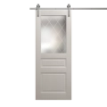 Modern Barn Door 18 x 96 inches | Ego 5011 Marble Oak | 6.6FT Silver Rail Track Heavy Hardware Set | Solid Panel Interior Doors EGO Painted White Oak